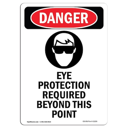 Signmission OSHA Danger Sign, Eye Protection Required, 7in X 5in Decal, 5" W, 7" H, Portrait, OS-DS-D-57-V-1226 OS-DS-D-57-V-1226